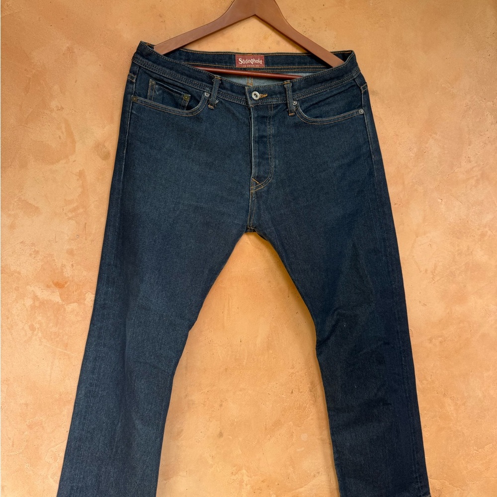 Stronghold Denim Vintage Jeans Sophisticated Dark Blue Straight Men's Jeans